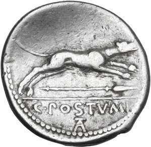 reverse: C. Postumius. AR Denarius, 74 BC