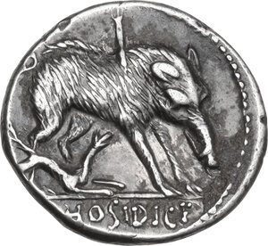 reverse: C. Hosidius C. f. Geta. AR Denarius, 68 BC