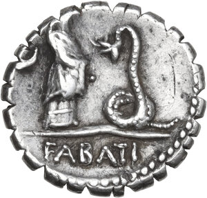 reverse: L. Roscius Fabatus. AR Denarius serratus, 64 BC