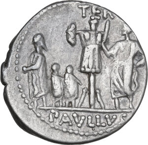 reverse: L. Aemilius Lepidus Paullus. AR Denarius, 62 BC