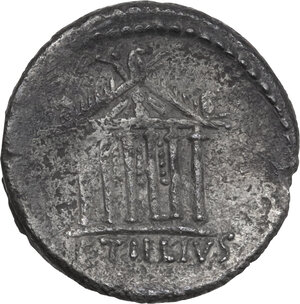 reverse: Petillius Capitolinus. AR Denarius, Rome mint, 43 BC