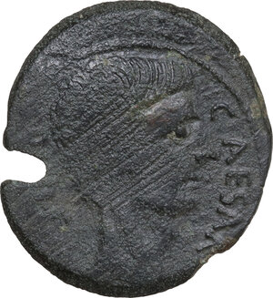 obverse: Octavian with Divos Iulius. AE 28.5 mm, uncertain mint, 38 BC