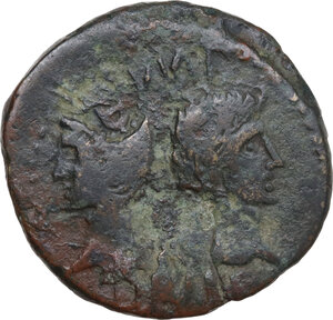 obverse: Augustus (27 BC - 14 AD) with Agrippa.. AE As, Nemausus mint, 20-10 BC