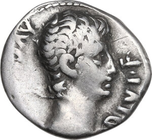 obverse: Augustus (27 BC - 14 AD).. AR Denarius. Lugdunum mint