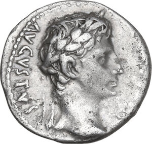 obverse: Augustus (27 BC - 14 AD).. AR Denarius. Lugdunum mint, 10 BC