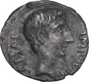obverse: Augustus (27 BC - 14 AD).. Fourrée Quinarius, Uncertain mint, 29-26 BC