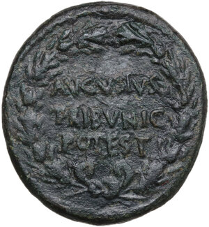 obverse: Augustus (27 BC - 14 AD).. AE Dupondius, L. Naevius Surdinus moneyer