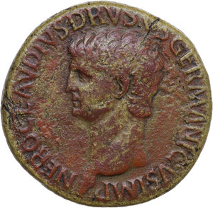 obverse: Nero Claudius Drusus (died 9 AD).. AE Sestertius, struck under Claudius (50-54)