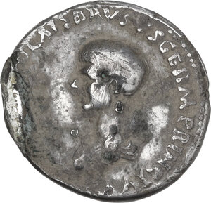 obverse: Nero as Caesar (50-54).. Fourrèe Denarius, Lugdunum mint. Struck under Claudius, 51 AD