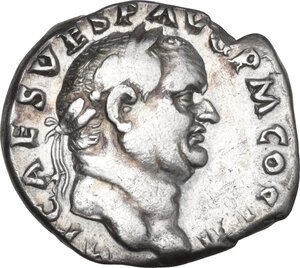 obverse: Vespasian (69-79).. AR Denarius, Rome mint, 72-73