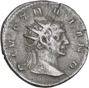obverse: Divus Traianus (died 117 AD).. AR Antoninianus, Mediolanum mint, struck under Trajan Decius, 250-251