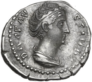 obverse: Diva Faustina I (died 141 AD).. AR Denarius, after 141 AD
