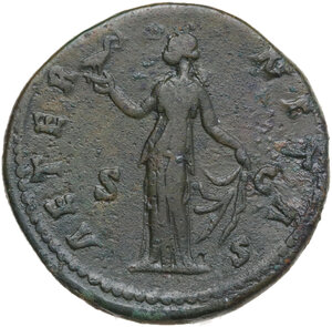 reverse: Diva Faustina I (died 141 AD).. AE Sestertius. Struck under Antoninus Pius