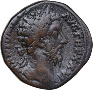 obverse: Marcus Aurelius (161-180).. AE Sestertius, Rome mint, 171-172