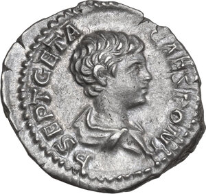 obverse: Geta as Caesar (198-209).. AR Denarius, Rome mint, 200-202 AD