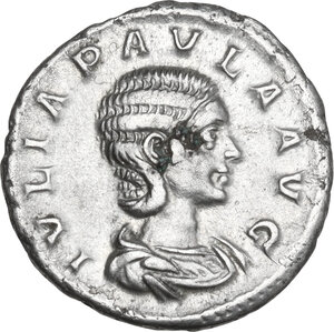obverse: Julia Paula, first wife of Elagabalus (218-222).. AR Denarius, Rome mint, 219-220