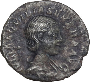 obverse: Aquilia Severa, second wife of Elagabalus (220-222). . AR Denarius. Rome mint, 220-222