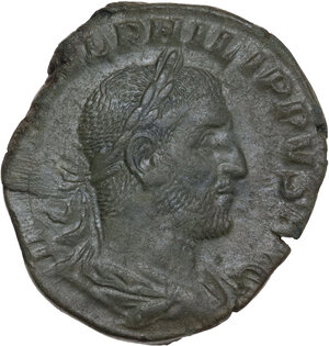 obverse: Philip I (244-249).. AE Sestertius, Rome mint, 244-249