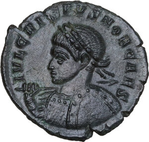 obverse: Crispus as Caesar (317-326).. AE 18 mm, Trier mint, 321 AD