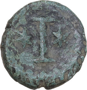 reverse: Justinian I (527-565).. AE Decanummium, Rome mint, 547-549