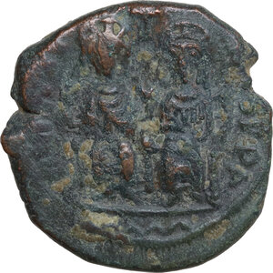 obverse: Justin II and Sophia (565-578). AE Follis, Cyzicus mint, dated RY 12 (576-577)