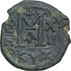 reverse: Justin II and Sophia (565-578). AE Follis, Cyzicus mint, dated RY 12 (576-577)