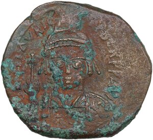 obverse: Maurice Tiberius (582-602).. AE Follis, Costantinople mint, 2nd officina. Dated RY 6 (587/88)
