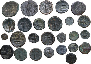 reverse: Greek World.. Multiple lot of twenty six (26) unclassified AE Greek coins