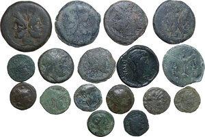 obverse: The Roman Republic.. Multiple lot of seventeen (17) unclassified AE Roman Republican coins