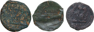 reverse: The Roman Republic.. Multiple lot of three (3) unclassified AE Asses