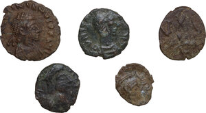obverse: The Roman Empire.. Multiple lot of five (5) unclassified AE Late Roman coins