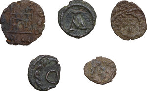 reverse: The Roman Empire.. Multiple lot of five (5) unclassified AE Late Roman coins