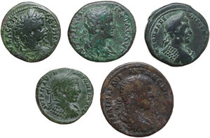 obverse: The Roman Empire. Provincial coinage.. Multiple lot of five (5) unclassified AE
