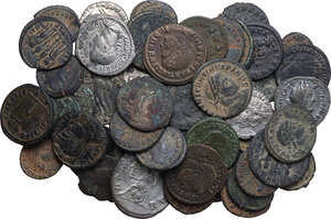 obverse: The Roman Empire.. Lot of fifty-six (56) unclassified AR and AE denominations