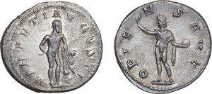 reverse: The Roman Empire.. Lot of two (2) unclassified AR Antoniniani of Gordian III