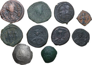 obverse: Byzantine Empire.. Multiple lot of ten (10) unclassified AE and BI Byzantine coins