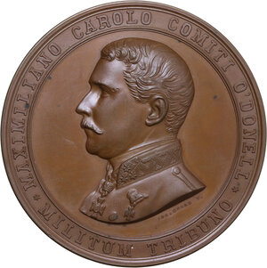 obv: Austria.  Maximilian Karl Lamoral Graf O Donnell (1812-1895).. AE Medal, 1853 for saving the Emperor Franz Joseph from an assassination attempt