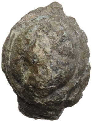 reverse: BRONZE FEMALE HEAD  Roman period, 1st-3rd century AD.   Diademed bronze female head.   Dimension: 19x15 mm