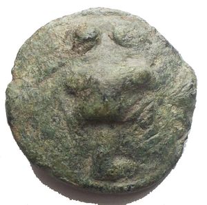obverse: Greek Italy. Northern Apulia, Luceria. Light series. AE Biunx, c. 220 BC. Obv. Scallop shell. Rev. Astragalos; above, two pellets; below, L. Vecchi ICC 348; HN Italy 677d. AE. 16.30 g. 25.50 mm. Nice earthy emerald-green patina. About VF.