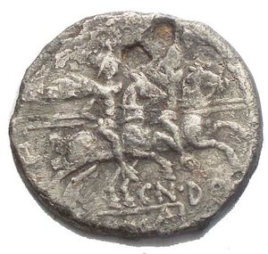 reverse: Repubblica Romana denario in ag da catalogare g 3,1 mm 18,5