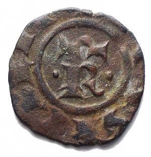 obverse: Messina. Manfredi (1258-1266) Denaro. D/ S e croce. R/ R. MI, 0.79 gr. Sp.199. R. BB-SPL