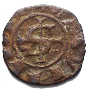reverse: Messina. Manfredi (1258-1266) Denaro. D/ S e croce. R/ R. MI, 0.79 gr. Sp.199. R. BB-SPL