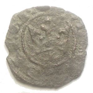 reverse: Messina. Maria e Martino (1396-1402) BI Denaro. Obv: Crown. Rev: Cross, M. BI, 0.49g. Sp. 7. MIR 218. 