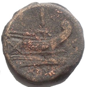 reverse: Repubblica Romana. Serie sestantale. Asse, dopo il 211 a.C. D/ Testa laureata di Giano. Sopra, I. R/ Prua a destra. Davanti, I. Sotto, ROMA. Cr. 56/2. AE. g 36,08. mm 33,15. BB+. Patina disomogenea ma buon esemplare