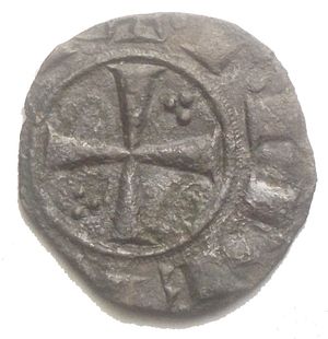 reverse: Messina Federico II (1197-1250) Denaro del 1225. D/ Testa a sinistra. R/ Croce. Sp.113. MI, 0.52gr.