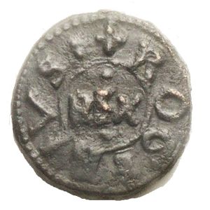 obverse: Italia. Sicilia, Regno. Tancredi (1189-1194). AE Follaro (12.4 x 12.9 mm, 1.86 g), emessa a nome di Tancredi con il figlio Ruggero, Messina. D. Legenda cufica (il Re Tancredi). R. †ROGERI(VS) REX. MEC 14, 447; Spahr 139. Buon BB.