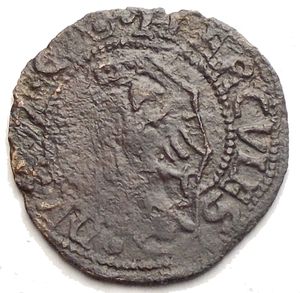 reverse: Zecche Italiane. Ferrara. Ercole I d Este (1471-1505). Quattrino con liocorno. B.779. gr. 0.51 RR. MI. 