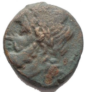 reverse: Apulia Arpi (III sec. a.C.) Obolo. D/ Testa di Zeus a sinistra. R/ Cinghiale a destra, sopra punta di freccia. AE. Gr. 7,94. SNG ANS 635. BB+ 