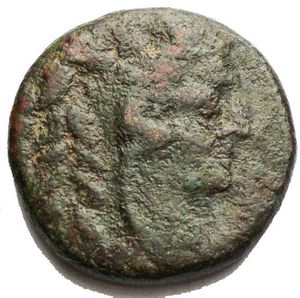 obverse: APULIA, Luceria. Circa 217-212 BC. Æ Quadrunx (23.27 mm, 11.49 g). Head of Hercules right, wearing lion skin  / Quiver, club, and bow. HN Italy 679; SNG ANS 1317. Green dark patina. Near VF.