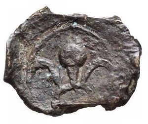 obverse: Central Italy, uncertain mint Æ20. 1st century BC. Bearded head of Vulcan right, wearing wreathed pileus, P CAIO behind / Ring from which are suspended two strigils and an aryballos. Cf. C. Stannard, Iconographic parallels between the local coinages of central Italy and Baetica in the first century BC, 1996, 39. 6.90g, 20mm, 7h.  Very Fine. Very Rare.